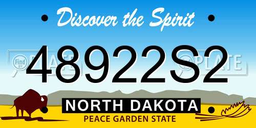 48922S2 North Dakota License Plate