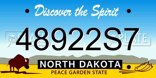 48922S7 North Dakota License Plate