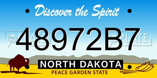 48972B7 North Dakota License Plate