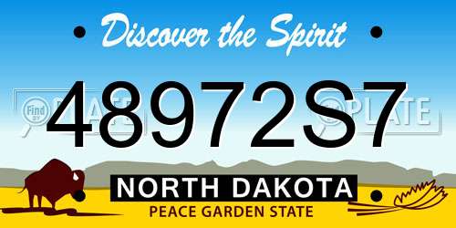 48972S7 North Dakota License Plate