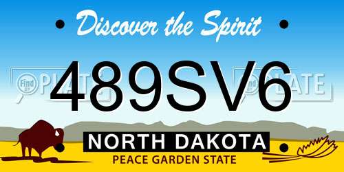 489SV6 North Dakota License Plate