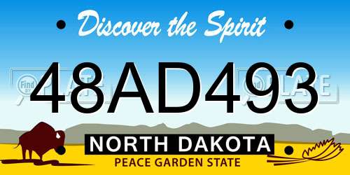 48AD493 North Dakota License Plate