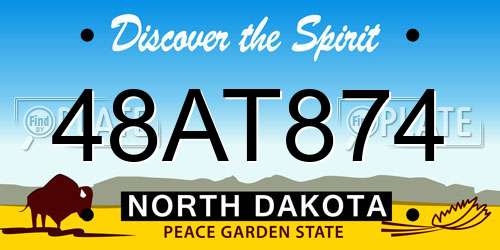 48AT874 North Dakota License Plate