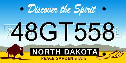 48GT558 North Dakota License Plate