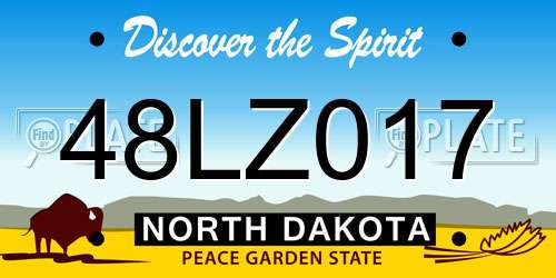 48LZ017 North Dakota License Plate