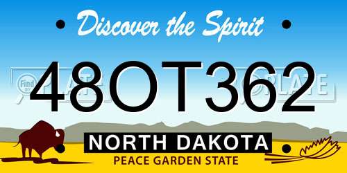 48OT362 North Dakota License Plate