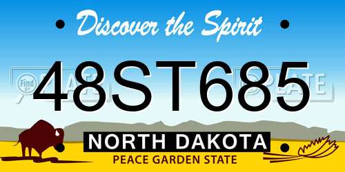 48ST685 North Dakota License Plate