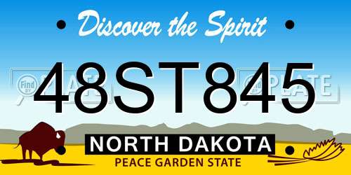 48ST845 North Dakota License Plate