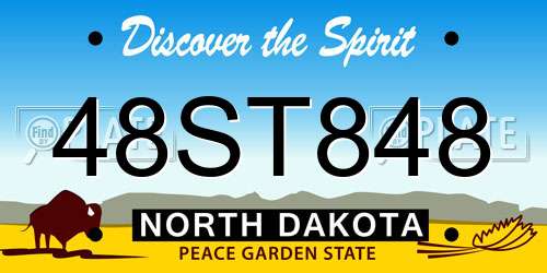48ST848 North Dakota License Plate