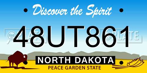 48UT861 North Dakota License Plate