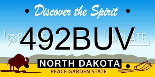 492BUV North Dakota License Plate