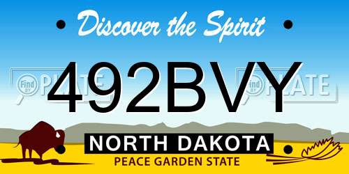 492BVY North Dakota License Plate