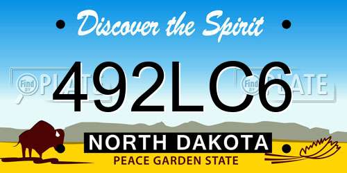 492LC6 North Dakota License Plate