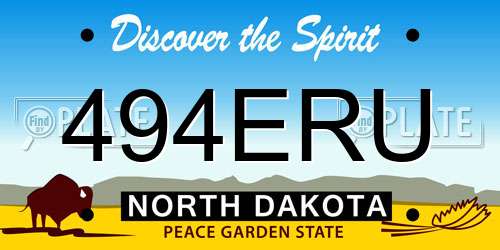 494ERU North Dakota License Plate