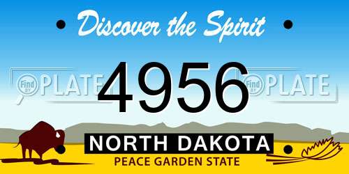 4956 North Dakota License Plate
