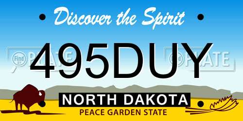 495DUY North Dakota License Plate