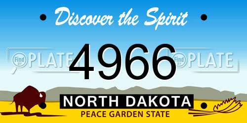 4966 North Dakota License Plate