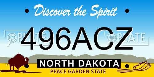 496ACZ North Dakota License Plate