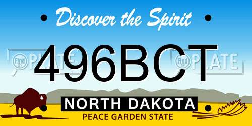 496BCT North Dakota License Plate