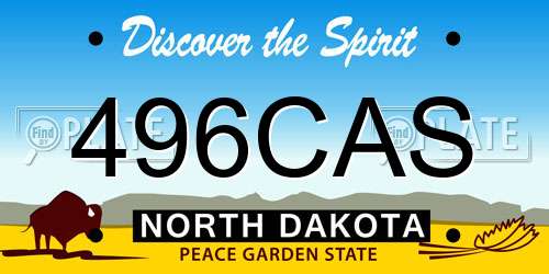 496CAS North Dakota License Plate