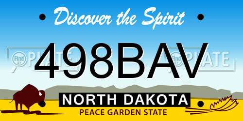 498BAV North Dakota License Plate