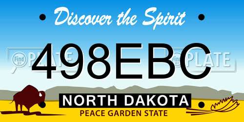 498EBC North Dakota License Plate
