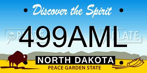 499AML North Dakota License Plate