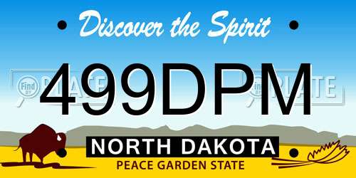 499DPM North Dakota License Plate