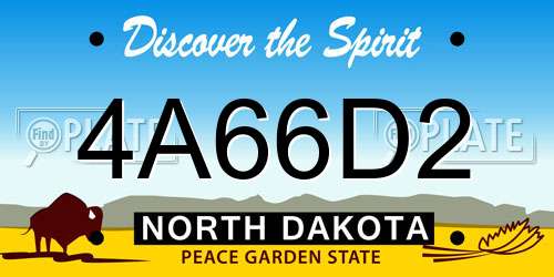 4A66D2 North Dakota License Plate