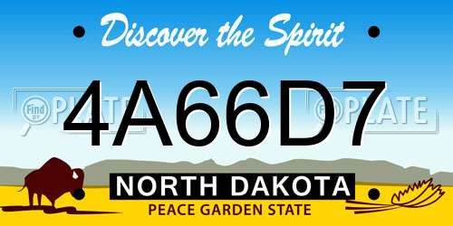 4A66D7 North Dakota License Plate