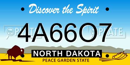 4A66O7 North Dakota License Plate