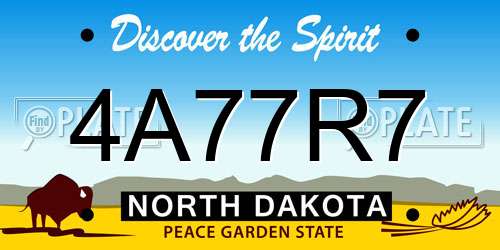 4A77R7 North Dakota License Plate