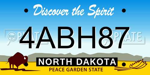 4ABH87 North Dakota License Plate