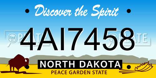 4AI7458 North Dakota License Plate