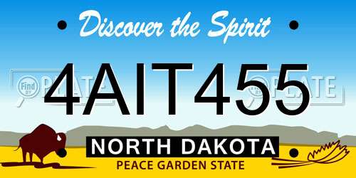 4AIT455 North Dakota License Plate