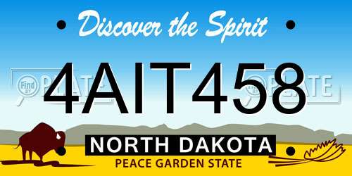 4AIT458 North Dakota License Plate