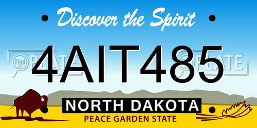 4AIT485 North Dakota License Plate