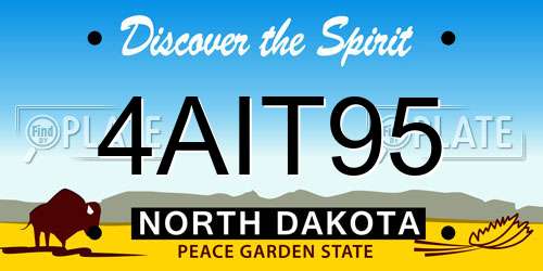 4AIT95 North Dakota License Plate