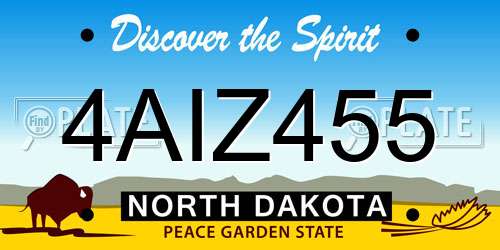 4AIZ455 North Dakota License Plate