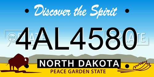 4AL4580 North Dakota License Plate