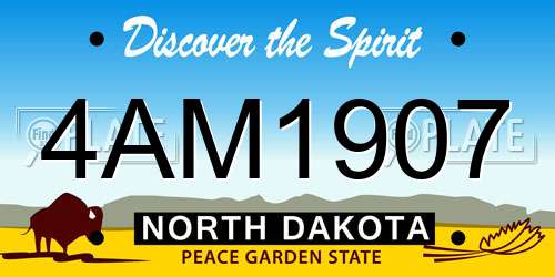 4AM1907 North Dakota License Plate
