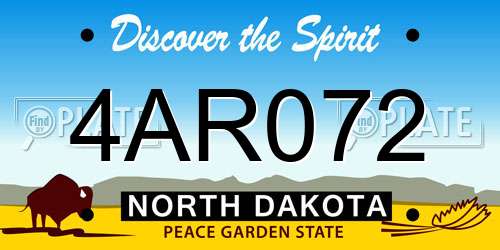 4AR072 North Dakota License Plate