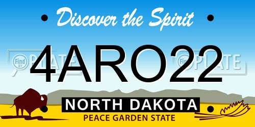 4ARO22 North Dakota License Plate