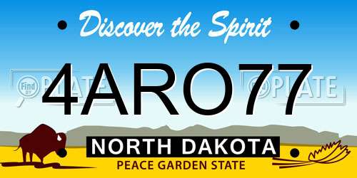 4ARO77 North Dakota License Plate