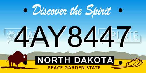 4AY8447 North Dakota License Plate