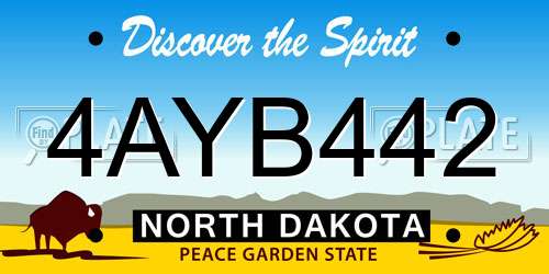 4AYB442 North Dakota License Plate