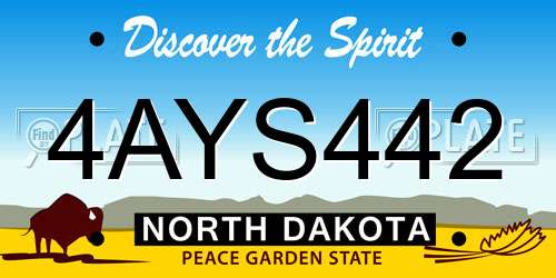4AYS442 North Dakota License Plate