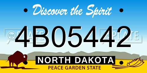 4B05442 North Dakota License Plate