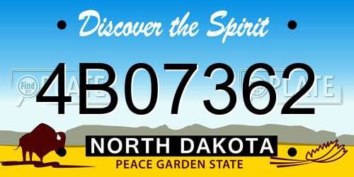 4B07362 North Dakota License Plate
