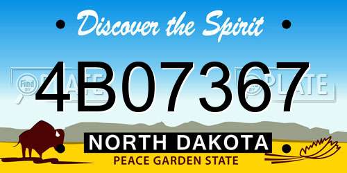 4B07367 North Dakota License Plate